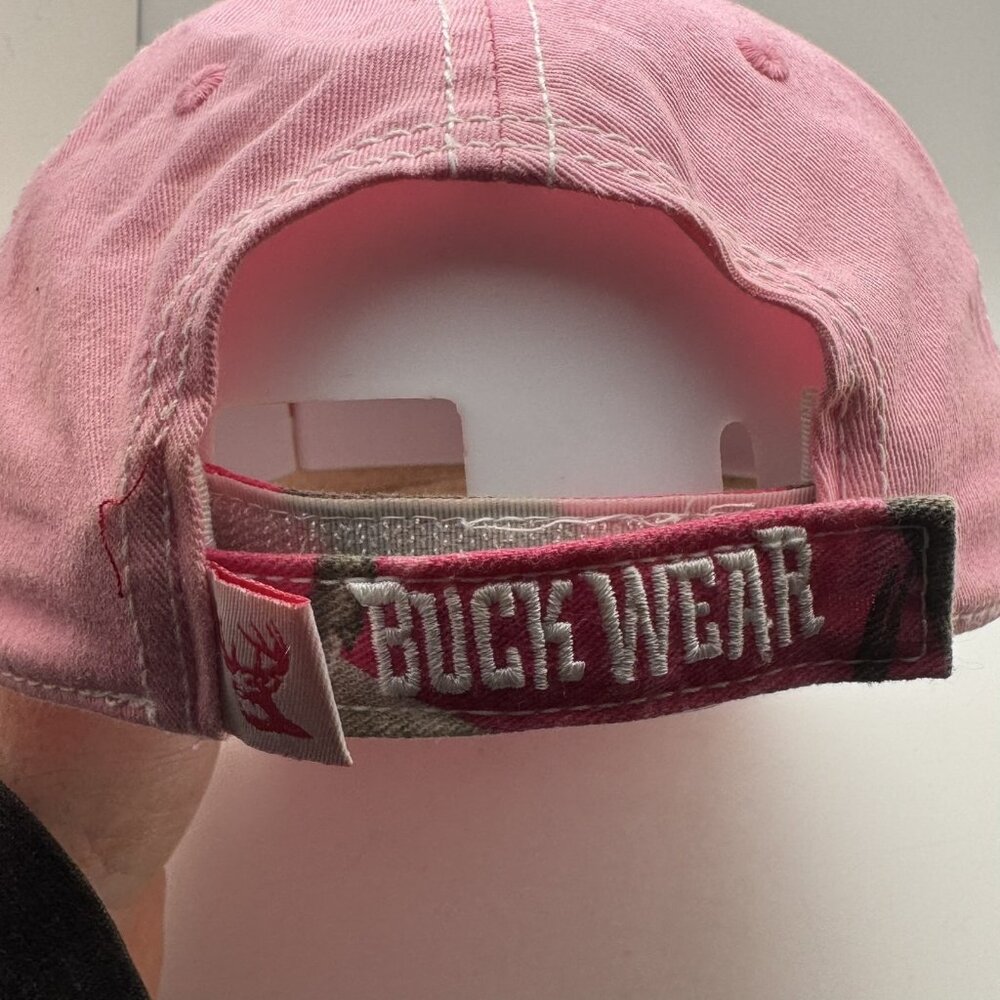 Buck Wear Women's Pink Camo Baseball Cap Hat Distressed USA Flag One Size - Picture 3 of 5